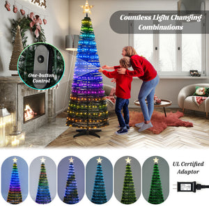 6.2 FT Pop-Up Lighted Christmas Tree with 282 RGB LED Lights for Holiday Decor