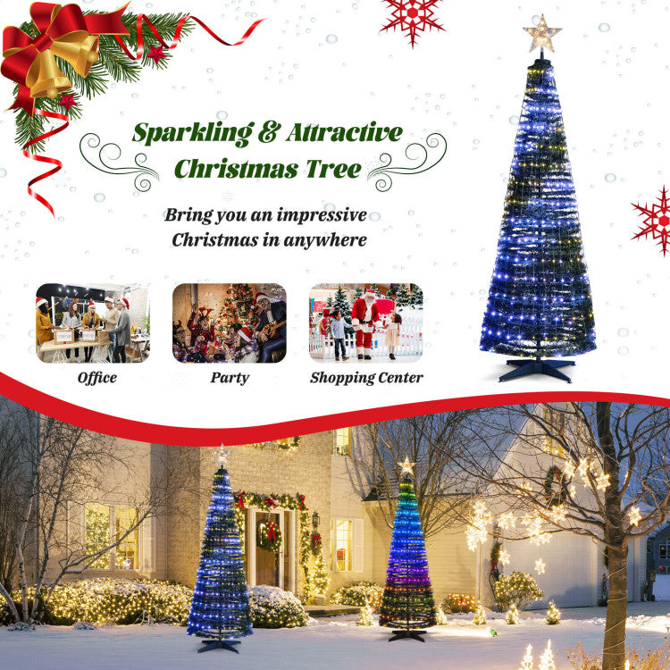 6.2 FT Pop-Up Lighted Christmas Tree with 282 RGB LED Lights for Holiday Decor