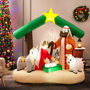 6.7-Foot LED Lighted Christmas Inflatable Nativity Scene Indoor and Outdoor Holiday Yard Display