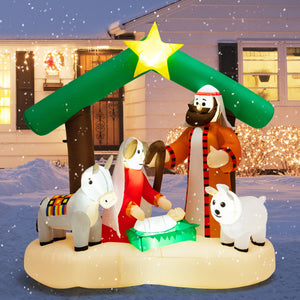 6.7-Foot LED Lighted Christmas Inflatable Nativity Scene Indoor and Outdoor Holiday Yard Display