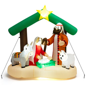 6.7-Foot LED Lighted Christmas Inflatable Nativity Scene Indoor and Outdoor Holiday Yard Display