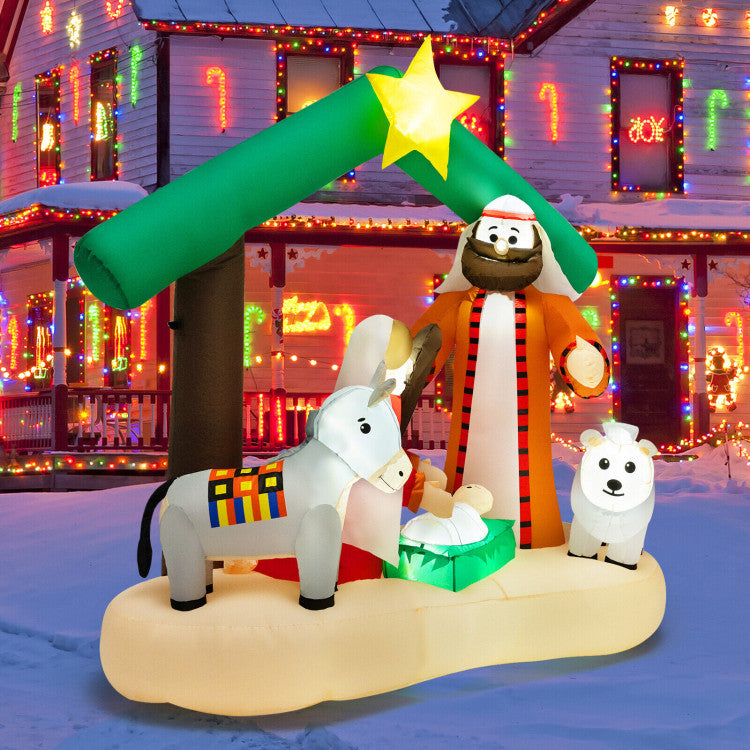 6.7-Foot LED Lighted Christmas Inflatable Nativity Scene Indoor and Outdoor Holiday Yard Display