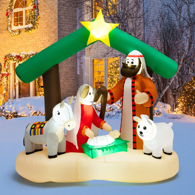 6.7-Foot LED Lighted Christmas Inflatable Nativity Scene Indoor and Outdoor Holiday Yard Display