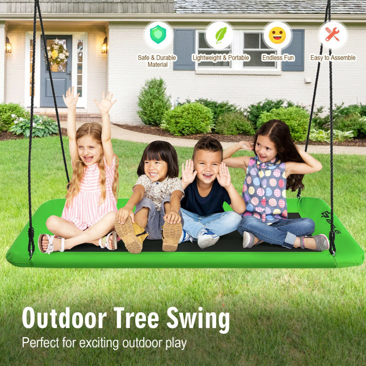 60-Inch Outdoor Platform Tree Swing with 2 Hanging Straps for Backyard Fun