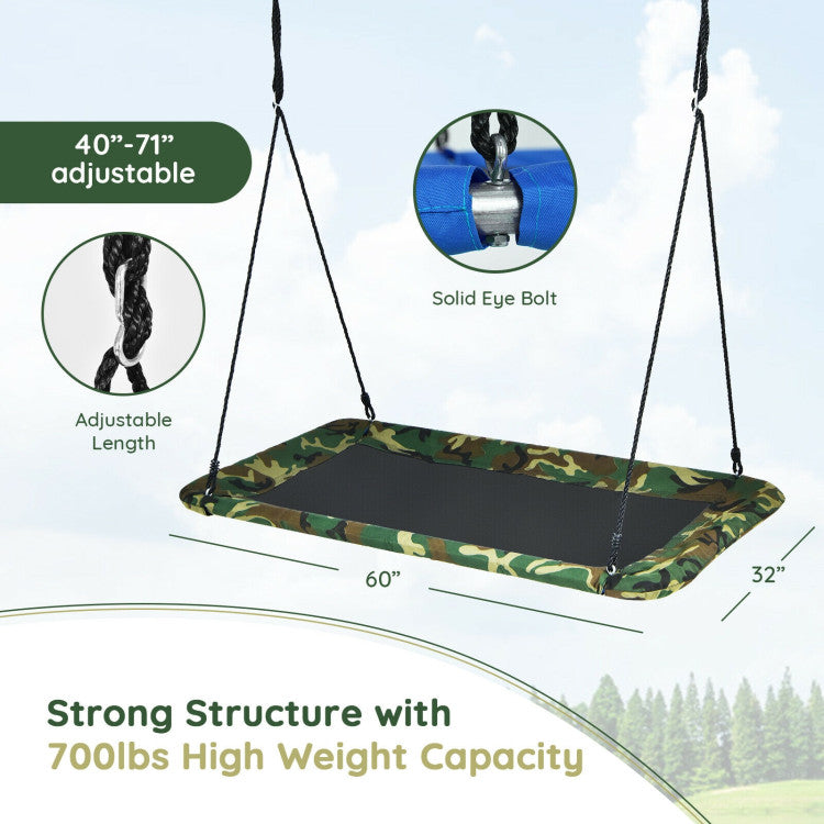 60-Inch Outdoor Platform Tree Swing with 2 Hanging Straps for Backyard Fun