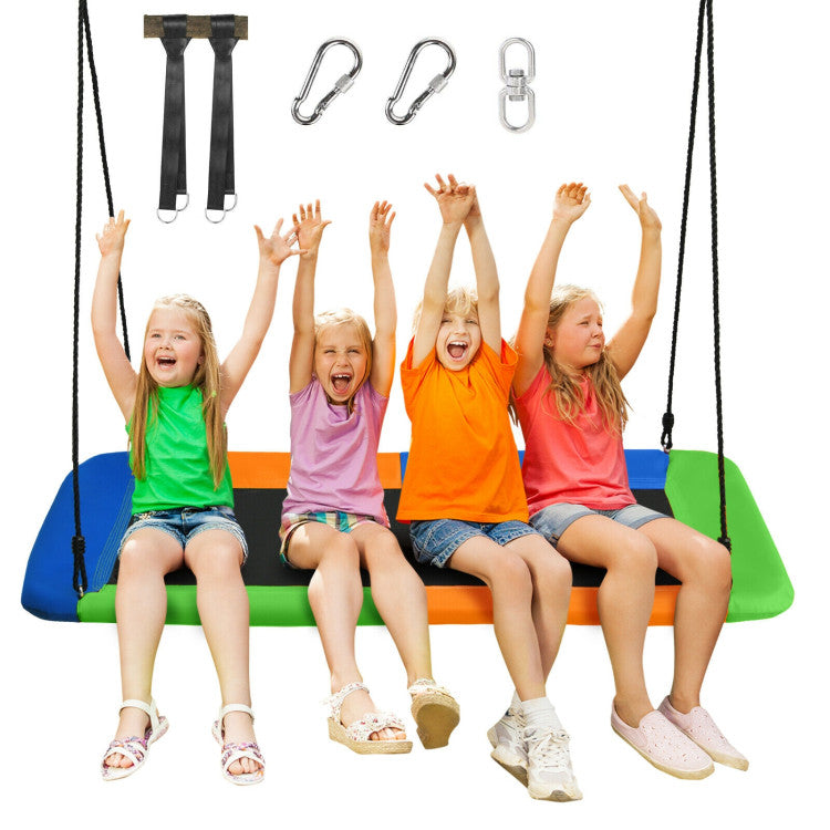 60-Inch Outdoor Platform Tree Swing with 2 Hanging Straps for Backyard Fun