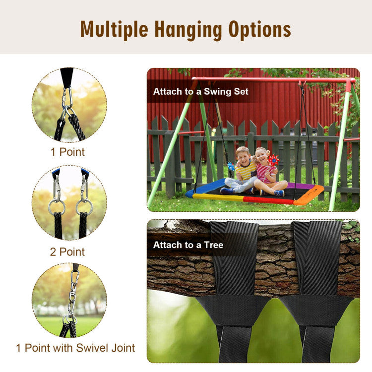 60-Inch Outdoor Platform Tree Swing with 2 Hanging Straps for Backyard Fun