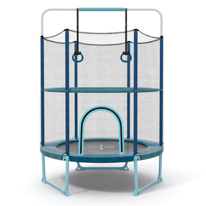 60-Inch Kids Trampoline with Gymnastic Bar, Rings, & Safety Net for Fun Play