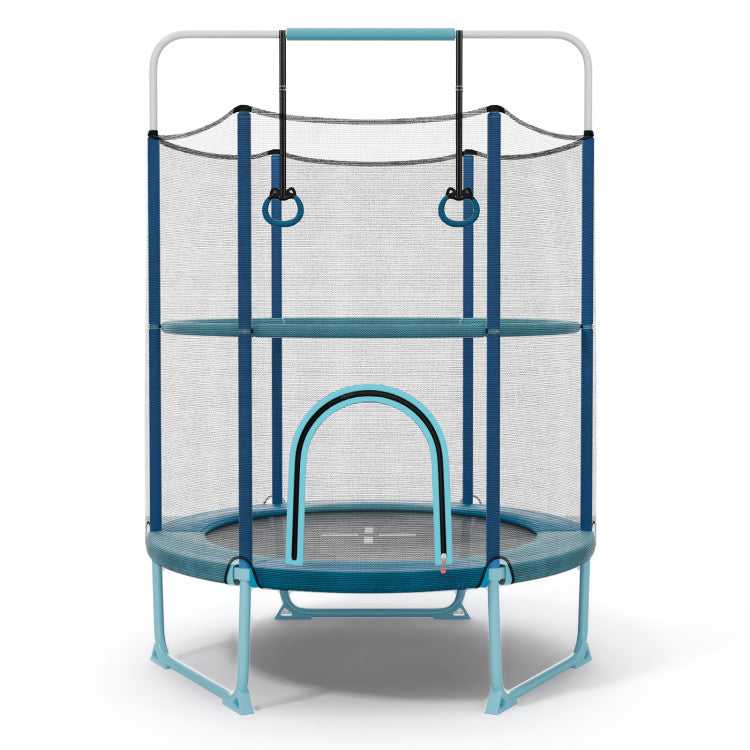 60-Inch Kids Trampoline with Gymnastic Bar, Rings, & Safety Net for Fun Play