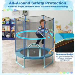 60-Inch Kids Trampoline with Gymnastic Bar, Rings, & Safety Net for Fun Play