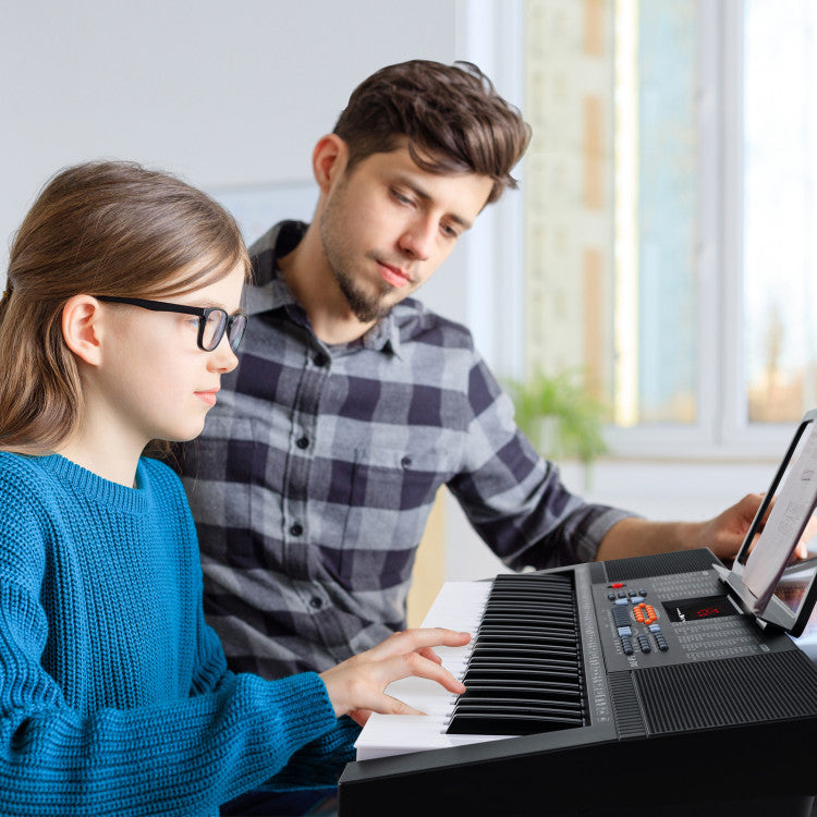 61-Key Electronic Keyboard Piano with LED Display, 3 Teaching Modes & Dual Keyboard Function