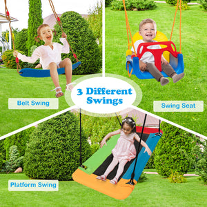 660 lbs Heavy Duty Carbon Steel Swing Frame with 3 Swings - Durable Playground Equipment