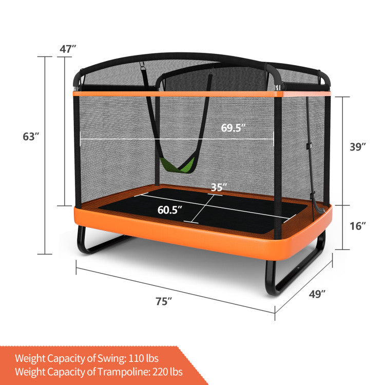 6 ft Kids Trampoline with Swing & Safety Fence - Fun and Secure Outdoor Play