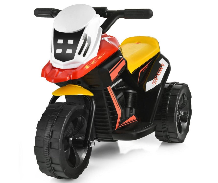 6V 3-Wheel Electric Ride-On Motorcycle Trike with Music, Horn, and LED Headlights