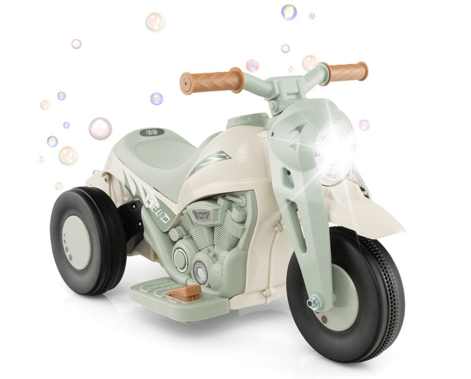 6V Kids Electric Ride-On Motorcycle with Bubble Maker, Music, and LED Lights