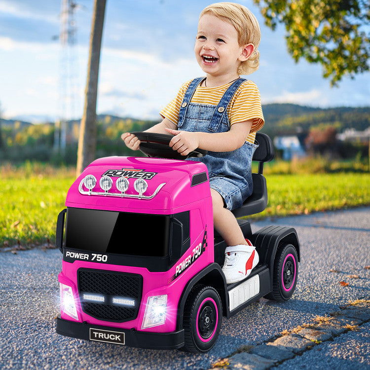 6V Kids Electric Ride-On Truck with Adjustable Seat and Realistic Driving Features