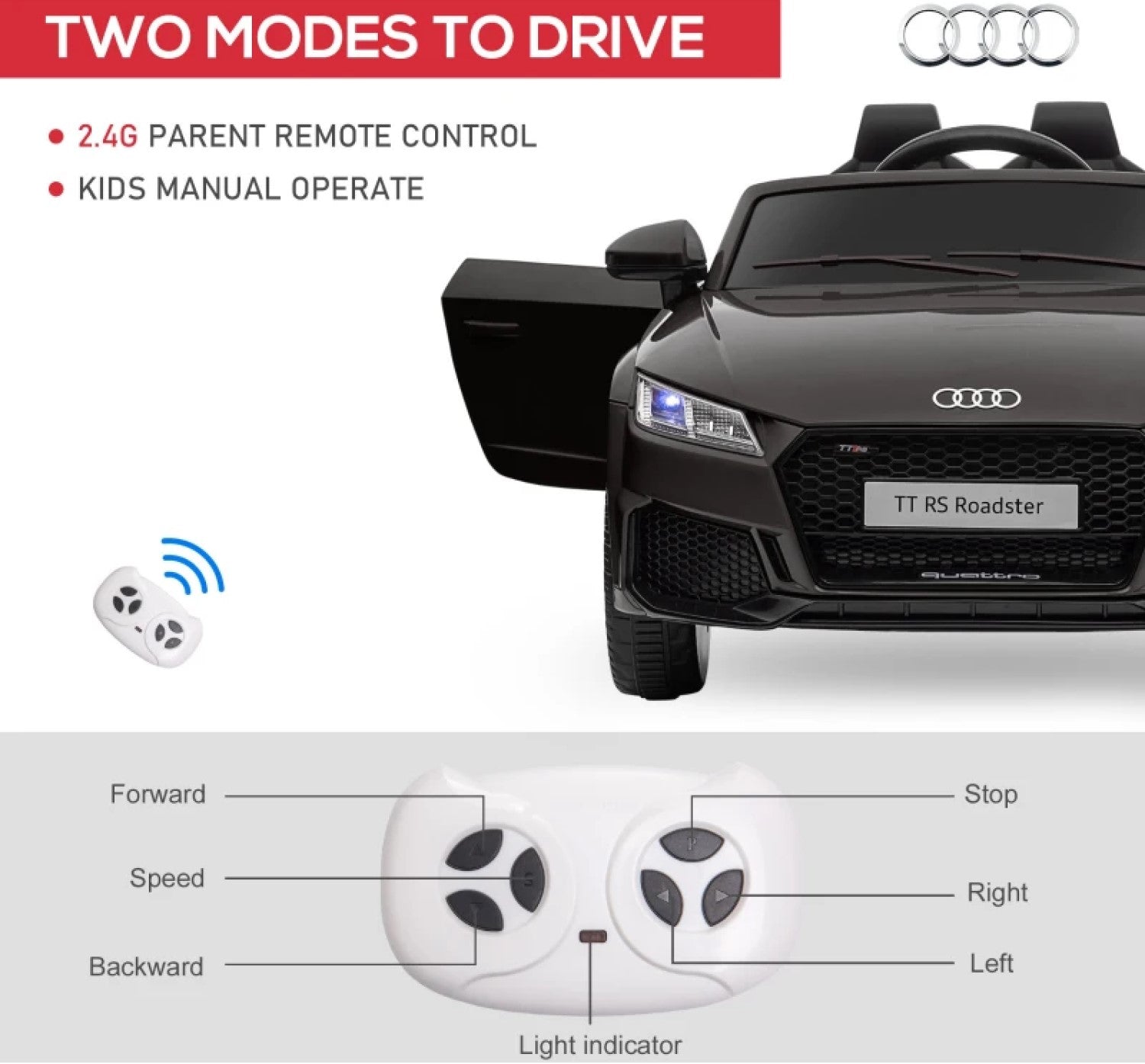 6V Kids Electric Ride On Car, Licensed Audi TT RS 