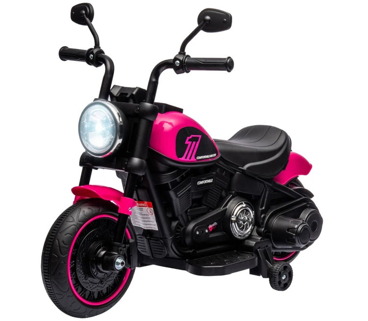 6V Kids Motorcycle with Training Wheels, Single-Button Start, and Safe Design