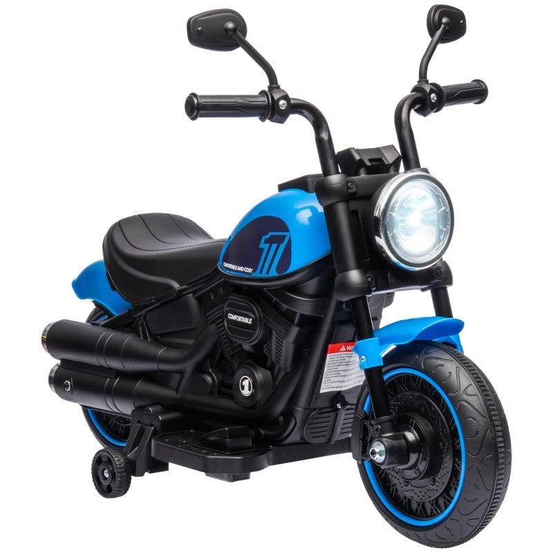 6V Kids Motorcycle with Training Wheels, Single-Button Start, and Safe Design