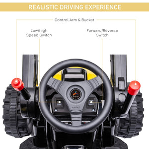 6V Kids Ride on Excavator, Bulldozer, Electric Construction Vehicle, Rechargeable Battery Powered Truck