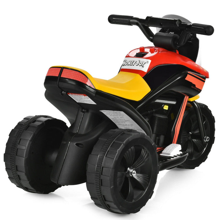 6V 3-Wheel Electric Ride-On Motorcycle Trike with Music, Horn, and LED Headlights
