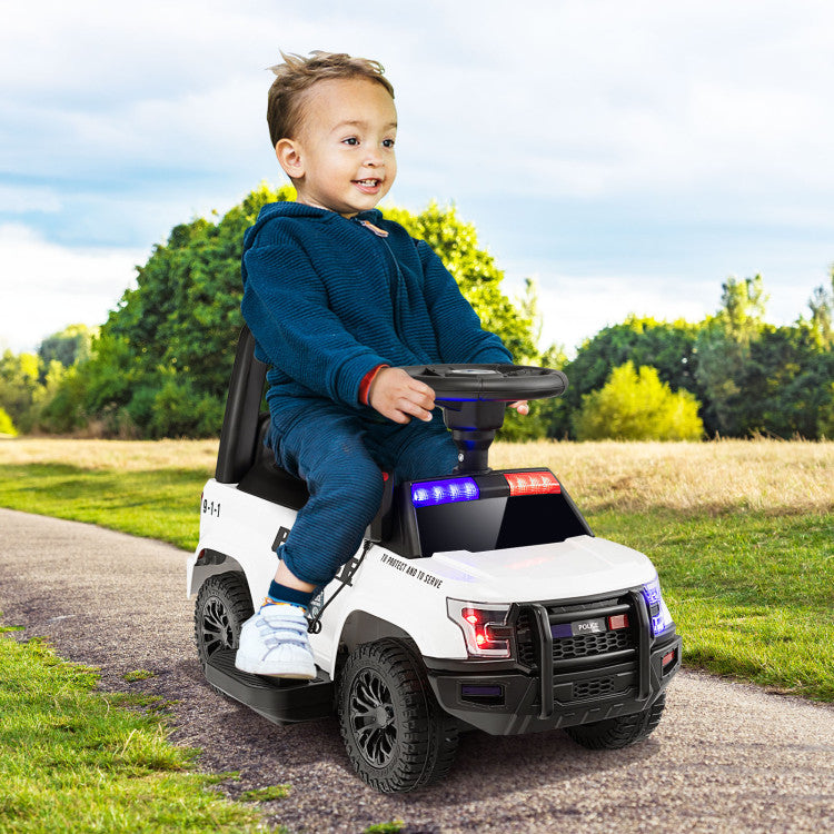 6V Kids Ride-On Police Car with Siren, Flashing Lights, and Real Megaphone