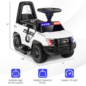 6V Kids Ride-On Police Car with Siren, Flashing Lights, and Real Megaphone