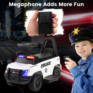 6V Kids Ride-On Police Car with Siren, Flashing Lights, and Real Megaphone