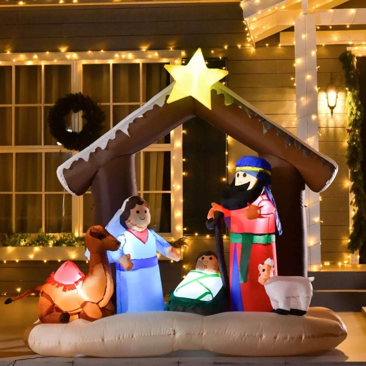 6' Christmas Inflatable Nativity Scene, LED Lighted Outdoor Yard Decoration