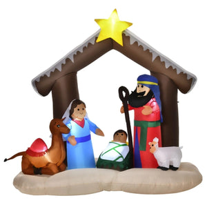 6' Christmas Inflatable Nativity Scene, LED Lighted Outdoor Yard Decoration