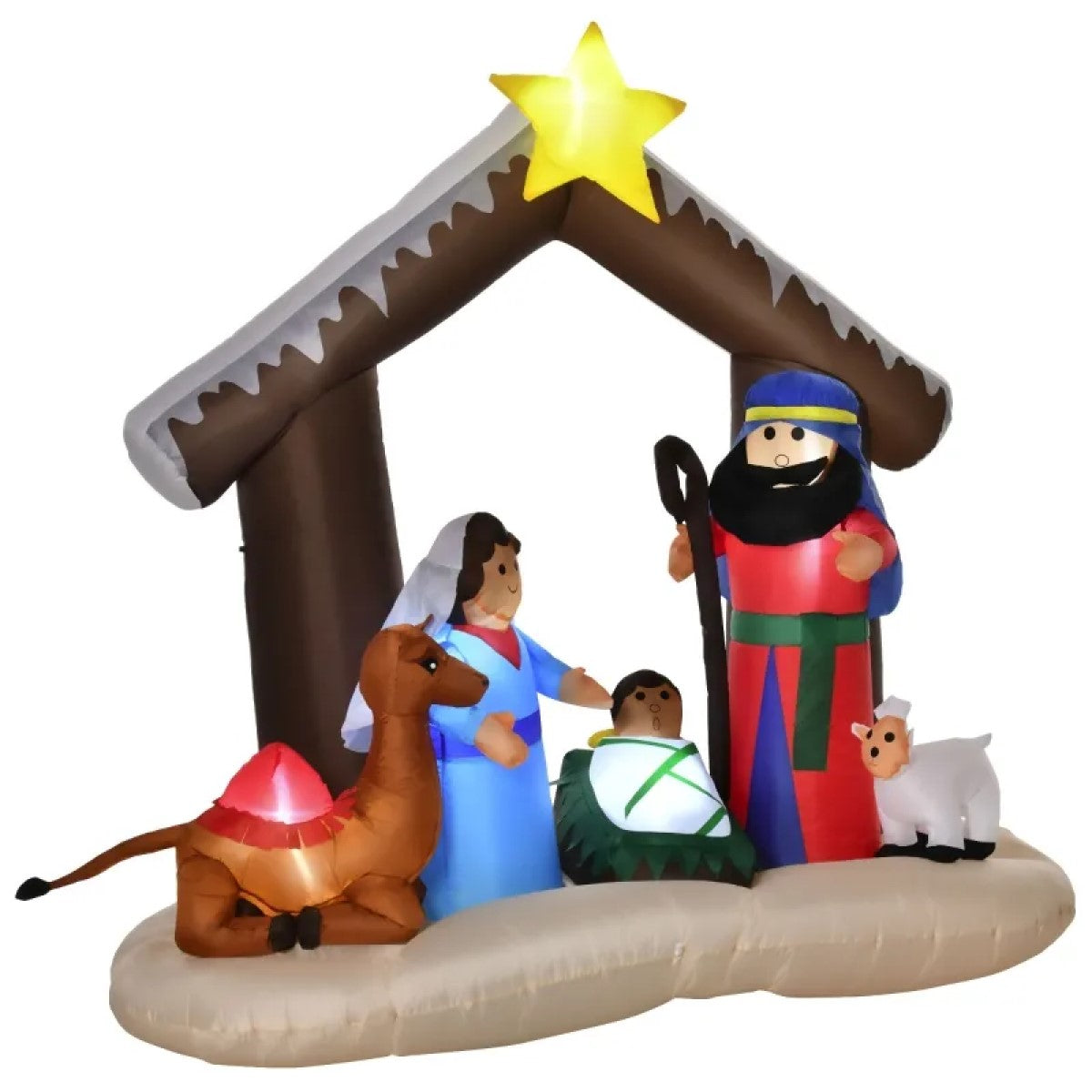 6' Christmas Inflatable Nativity Scene, LED Lighted Outdoor Yard Decoration