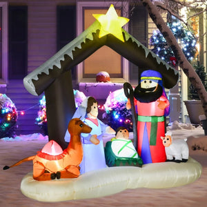 6' Christmas Inflatable Nativity Scene, LED Lighted Outdoor Yard Decoration