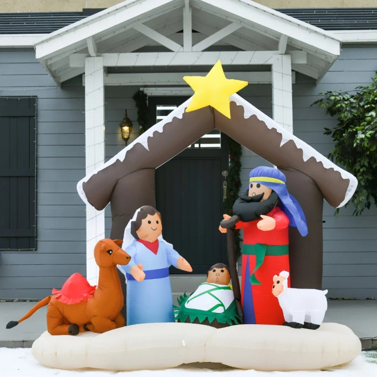 6' Christmas Inflatable Nativity Scene, LED Lighted Outdoor Yard Decoration