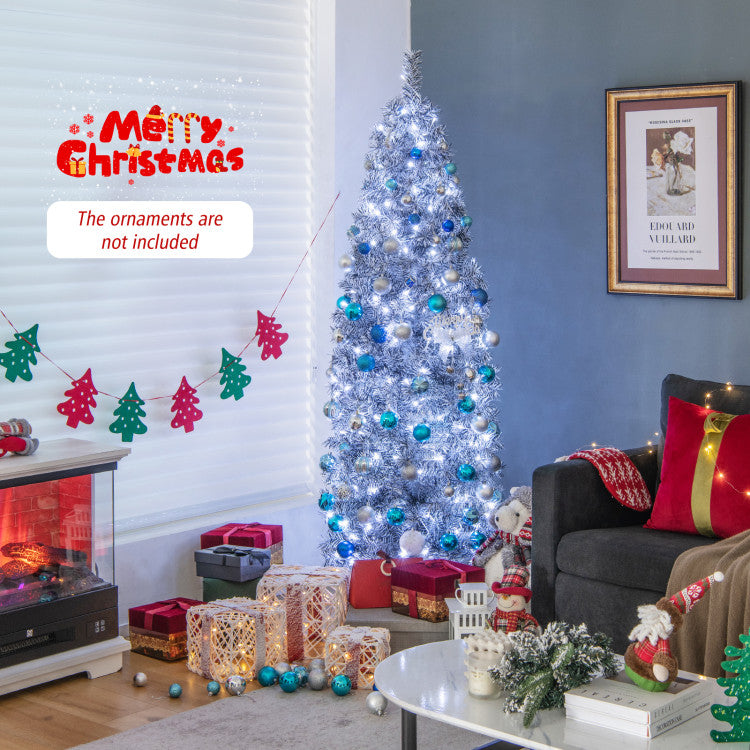 Pre-Lit Black and White Artificial Christmas Tree with Cool-White LED Lights