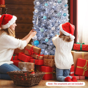 Pre-Lit Black and White Artificial Christmas Tree with Cool-White LED Lights