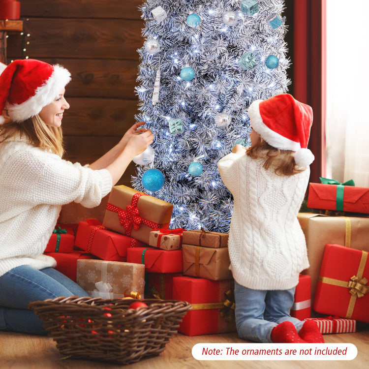 Pre-Lit Black and White Artificial Christmas Tree with Cool-White LED Lights