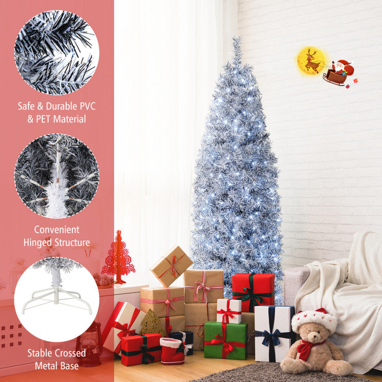 Pre-Lit Black and White Artificial Christmas Tree with Cool-White LED Lights