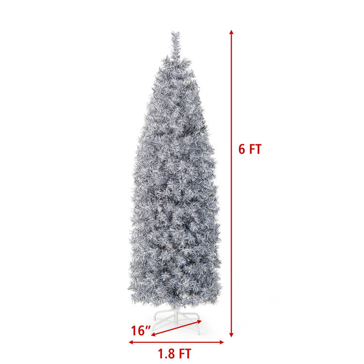 Pre-Lit Black and White Artificial Christmas Tree with Cool-White LED Lights