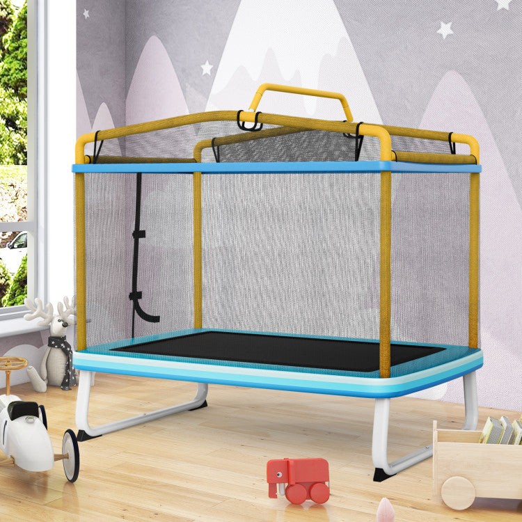 6 Ft Kids Trampoline with Swing, Horizontal Bar & Safety Net – Outdoor Play Equipment