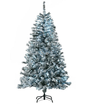 6' Prelit Flocked Artificial Christmas Tree, Snow Frosted, Cold White LED Lights