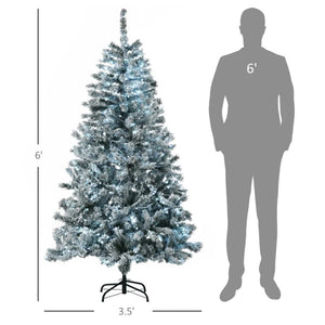 6' Prelit Flocked Artificial Christmas Tree, Snow Frosted, Cold White LED Lights