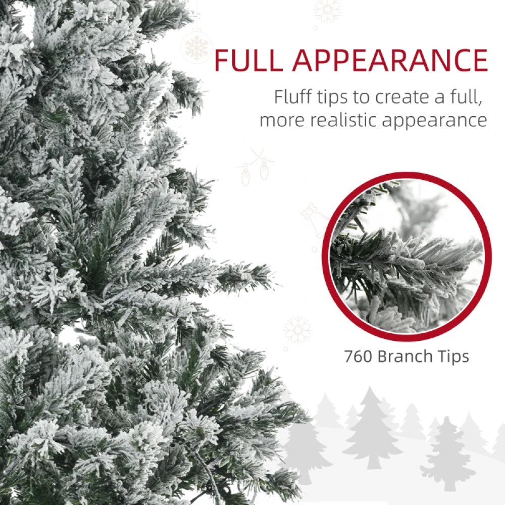 6' Prelit Flocked Artificial Christmas Tree, Snow Frosted, Cold White LED Lights