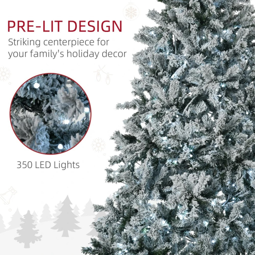 6' Prelit Flocked Artificial Christmas Tree, Snow Frosted, Cold White LED Lights