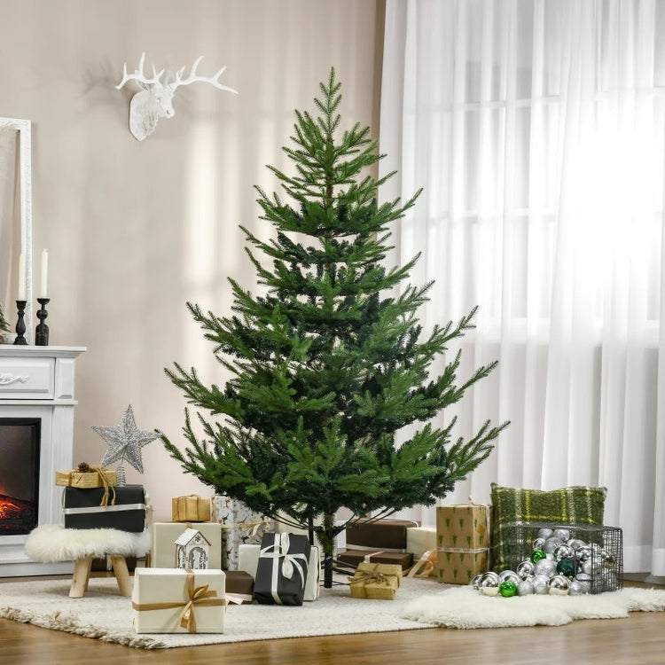 6ft Artificial Christmas Tree, Realistic Pine with 795 Branches, Hinged Auto-Open & Steel Base