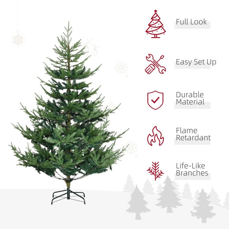 6ft Artificial Christmas Tree, Realistic Pine with 795 Branches, Hinged Auto-Open & Steel Base