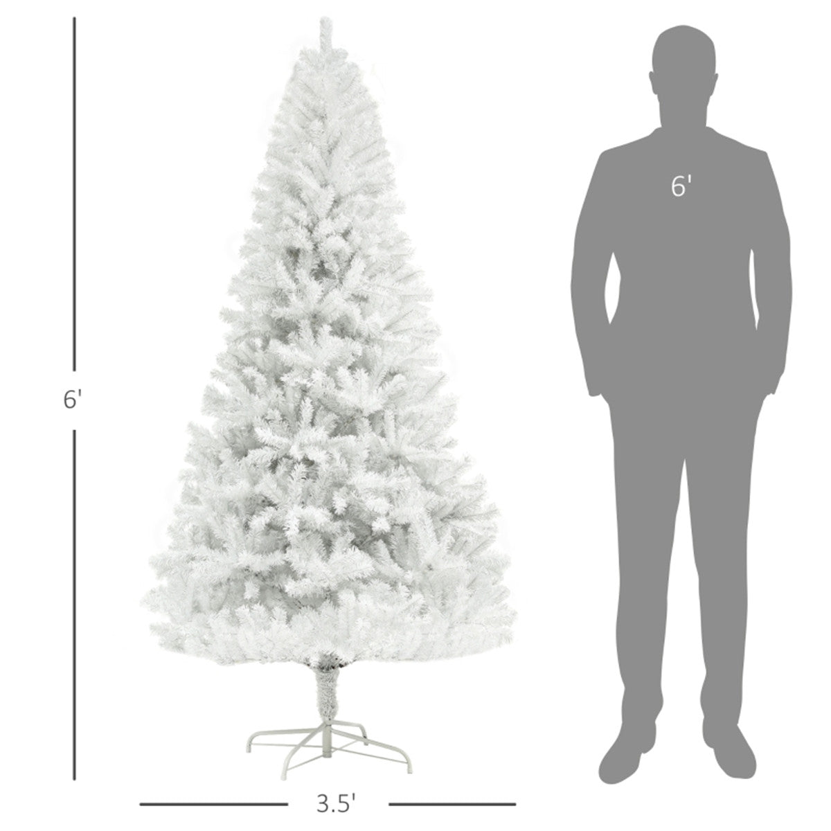 6ft Artificial White Christmas Tree for Festive Holiday Decor