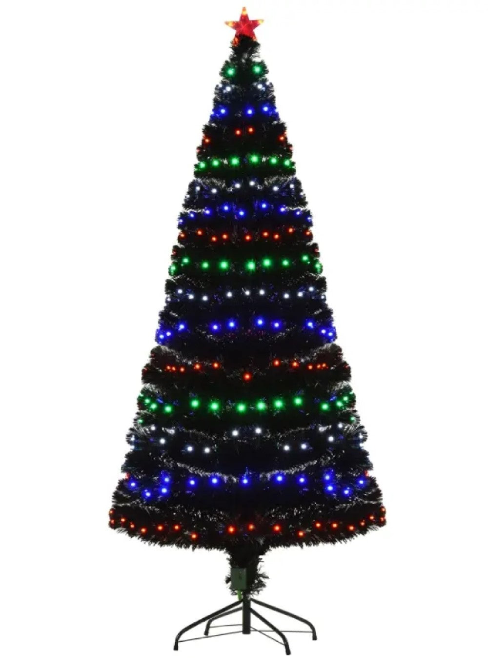 6ft Black Fir Artificial Christmas Tree with 230 Multi-Color Fiber Optic LED Lights and Tips