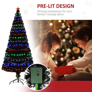 6ft Black Fir Artificial Christmas Tree with 230 Multi-Color Fiber Optic LED Lights and Tips