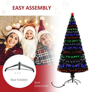 6ft Black Fir Artificial Christmas Tree with 230 Multi-Color Fiber Optic LED Lights and Tips