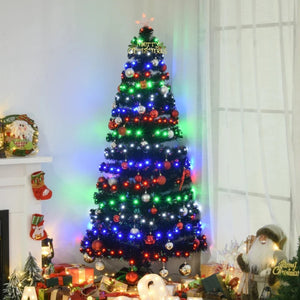 6ft Black Fir Artificial Christmas Tree with 230 Multi-Color Fiber Optic LED Lights and Tips